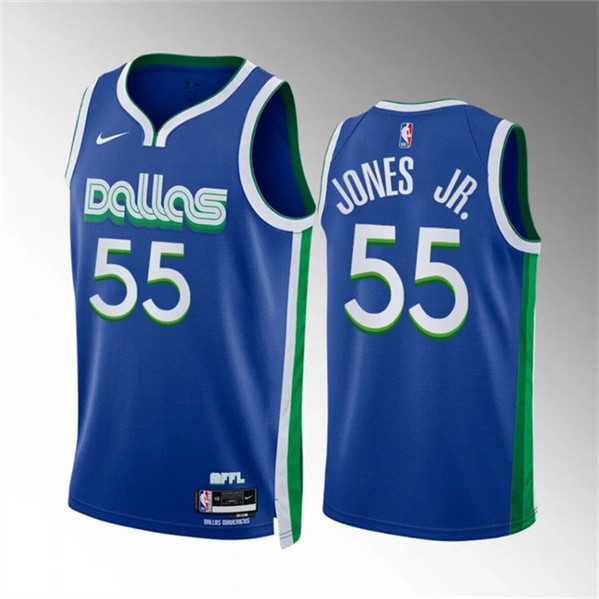 Men%27s Dallas Mavericks #55 Derrick Jones Jr Blue City Edition Stitched Basketball Jersey Dzhi->dallas mavericks->NBA Jersey
